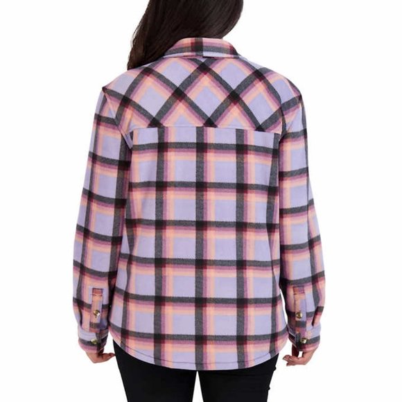 🎈SALE Sage Ladies' Plush Fleece Sherpa Lined Shirt Jacket Shacket Purple XS - Picture 5 of 12